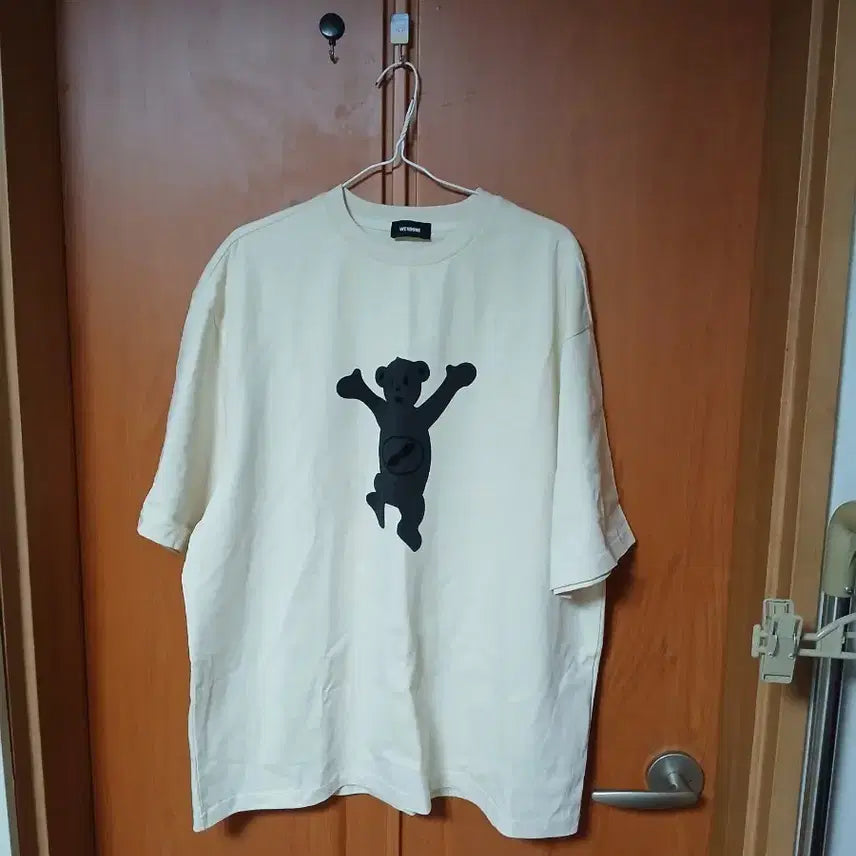 [BUNJANG] Studio Nicholson Teddy Bear Print Short Sleeve T-Shirt Beige / 스튜디오 니콜슨 곰돌이 프린팅 반팔 티셔츠 베이지