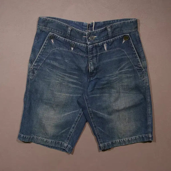 [BUNJANG] Blublu Washing Denim Button Shorts / 블루블루 워싱 데님 버튼 반바지 A758