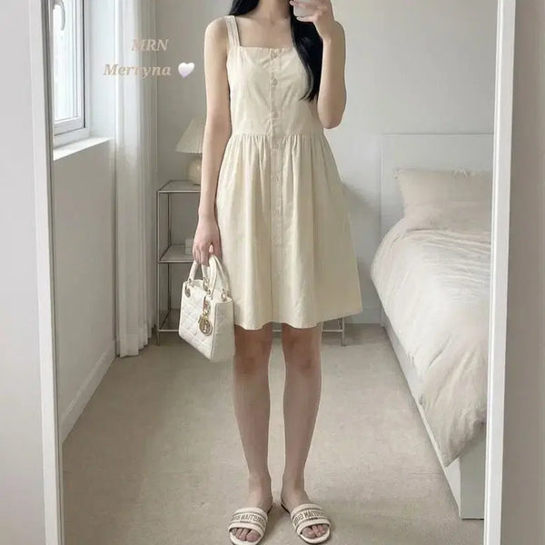 [BUNJANG] Merryna Shirring Button Mini Dress / [빠른배송] 셔링 버튼 원피스