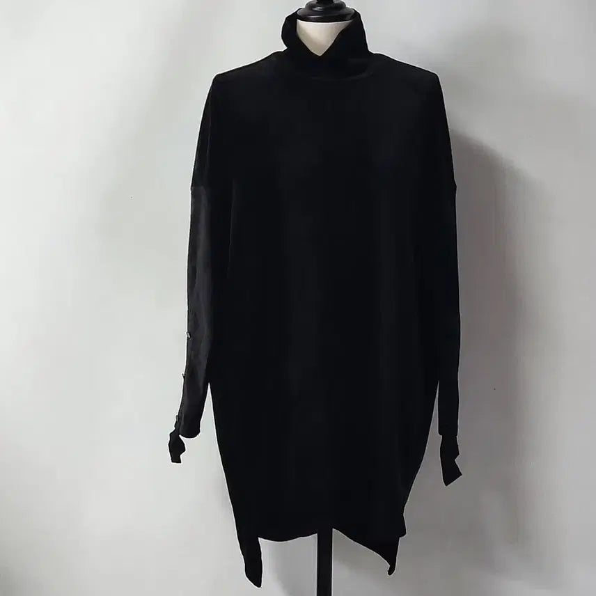 [BUNJANG] D'deMOO Black Turtleneck Long Blouse Dress Free Size / 디데무 블랙 터틀넥 롱 블라우스 원피스 Free