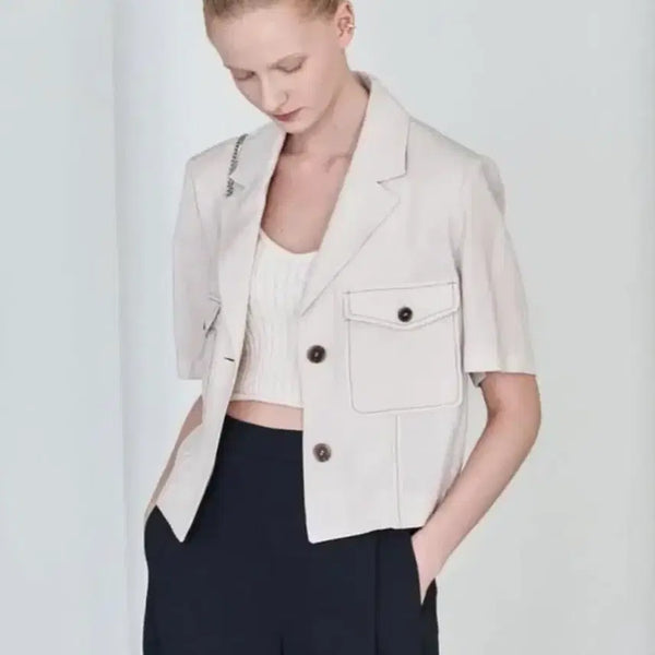 [BUNJANG] LOEVRE Short Sleeve Jacket Beige 55 / LOEVRE 루에브르 반팔 자켓 55