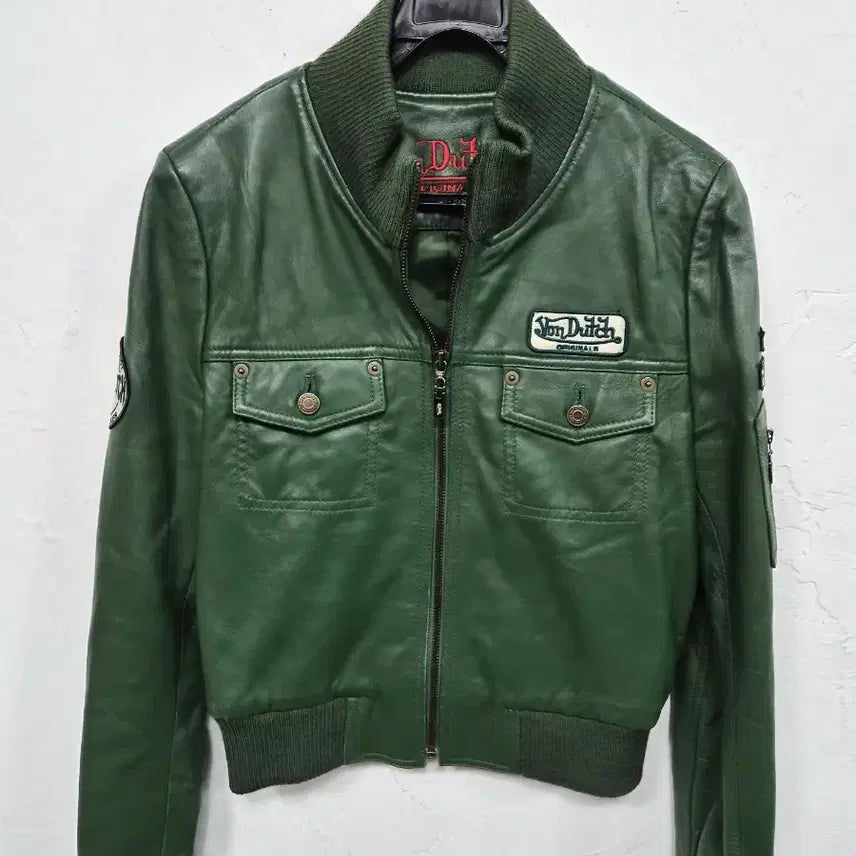 [BUNJANG] BONDICHI Leather Bomber Jacket Green / 본디치 가죽 봄버 자켓 그린