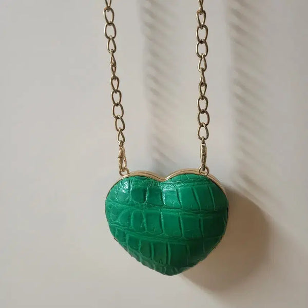 [BUNJANG] Heart Mini Chain Bag Green / 하트 모양 가죽  초미니 체인백 그린