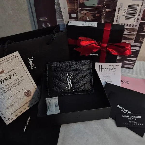 [BUNJANG] Saint Laurent Monogram Matelassé Card Holder / [생로랑] 모노그램 마틀라세 카드지갑(풀구성)