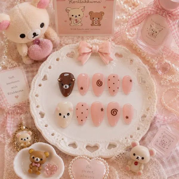[BUNJANG] Rilakkuma Star Dot Handmade Nail Tips / 리락쿠마 별도트 반짝반짝 수제네일팁