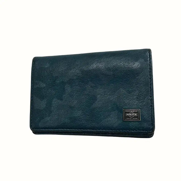 [BUNJANG] Yoshida Porter Leather Card Holder Blue Camo Pattern / Os) 요시다 포터  레더 카드지갑 블루 카모패턴