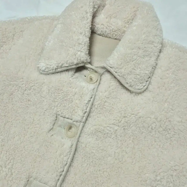 [BUNJANG] SPAO Fleece Lined Jacket Ivory / 스파오 자켓형 무스탕 뽀글이 아이보리