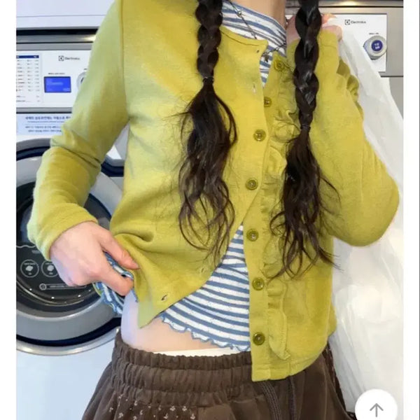 [BUNJANG] Kim Ah-hop Frill Cardigan / 김아홉 프릴 가디건