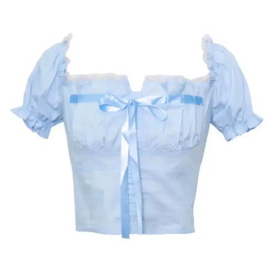 [BUNJANG] Ribbon Frill Blouse / 리본 프릴 블라우스