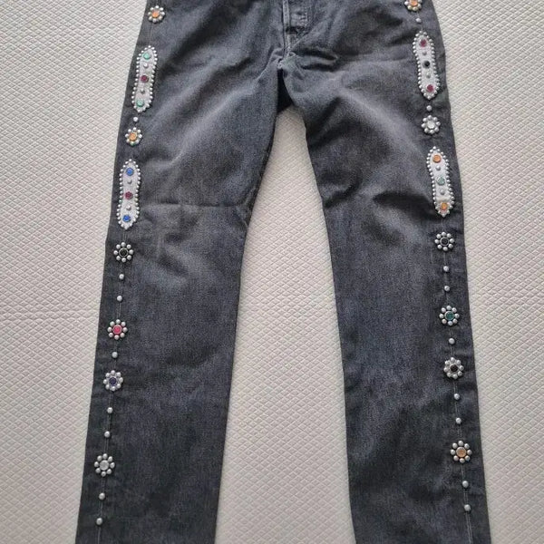[BUNJANG] Kapital Gemstone Denim Black (Size 32) / 캐피탈 잼스톤 데님 블랙 흑청 32