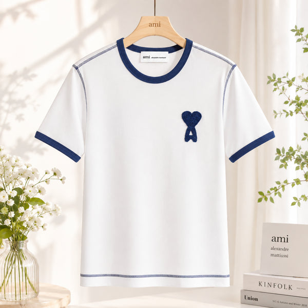 [BUNJANG] AMI Paris Knit Patch T-Shirt / (정품 무료배송) 아미 파리스 니트패치반팔