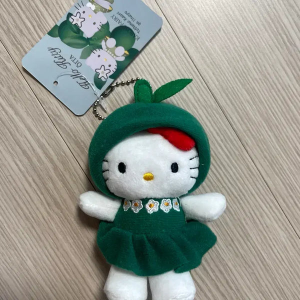 [BUNJANG] Sanrio Hello Kitty Green Apple Fruit Doll Keychain / 헬로키티 청사과 과일 인형 키링