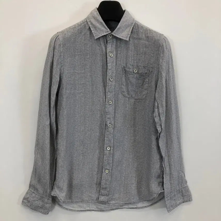 [BUNJANG] SERIES 100% Linen Gingham Shirt / 시리즈 린넨 100% 깅엄셔츠 90