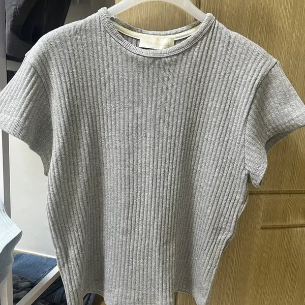 [BUNJANG] Smoothmood Base Ribbed Tee Gray / 스무스무드 베이스 리브드 티 그레이 색상