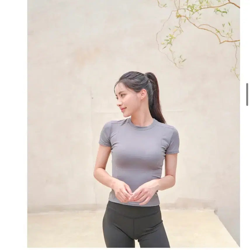 [BUNJANG] SABU Yoga Short Sleeve T-Shirt - Grey Blue / L 그레이블루 SABU 요가반팔 필라테스 요가복 상의 반팔 티셔츠 운동복