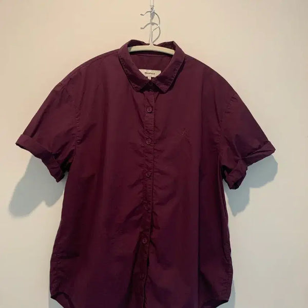 [BUNJANG] Beanpole Burgundy Short Sleeve Shirt L / 빈폴 버건디 색상 반팔 셔츠 L
