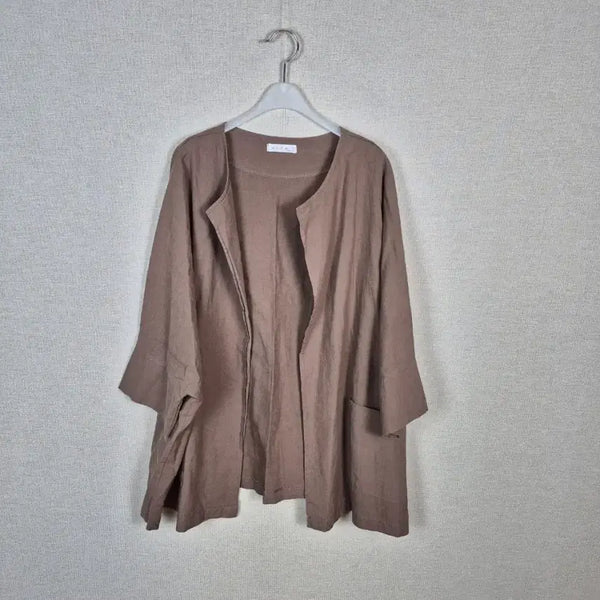 [BUNJANG] Oversized Linen-Feel Open Jacket / (#88,99추천)빅사이즈 브라운 린넨느낌 오픈자켓