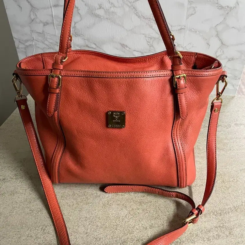 [BUNJANG] MCM 2-Way Tote Bag Shoulder Bag Orange / MCM 토트백 숄더백 2-way 오렌지색