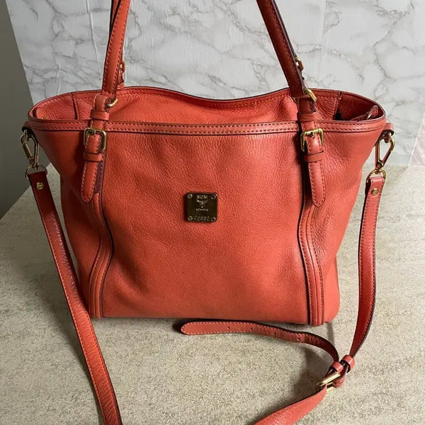[BUNJANG] MCM 2-Way Tote Bag Shoulder Bag Orange / MCM 토트백 숄더백 2-way 오렌지색