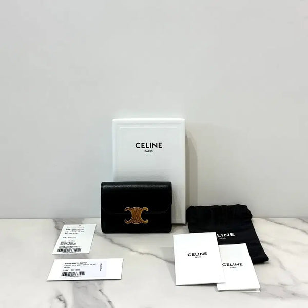 [BUNJANG] CELINE Triomphe Flap Cardholder Black 10I583DPV-38NO / 셀린느 트리옹프 플랩 카드지갑 블랙 10I583DPV-38NO