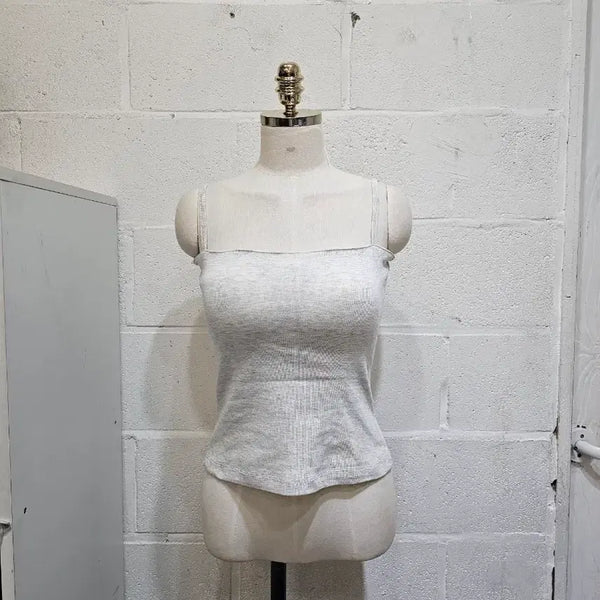 [BUNJANG] Built-in Bra Basic Sleeveless Top - Heathered Beige / 캡내장 무지 기본 나시- 멜란지베이지