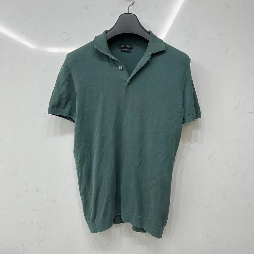 [BUNJANG] Massimo Dutti Cotton Knit Collar Polo Shirt (Teal, M/95) / 마시모두띠 Massimo Dutti 코튼 니트 카라 폴로티 M 95