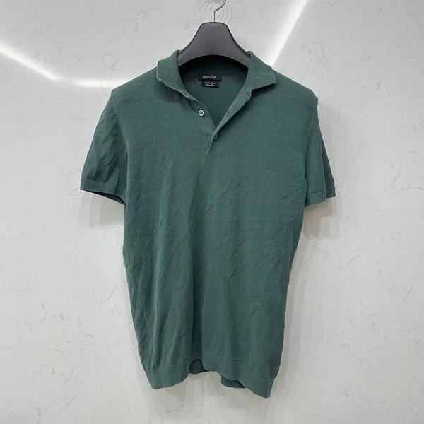 [BUNJANG] Massimo Dutti Cotton Knit Collar Polo Shirt (Teal, M/95) / 마시모두띠 Massimo Dutti 코튼 니트 카라 폴로티 M 95