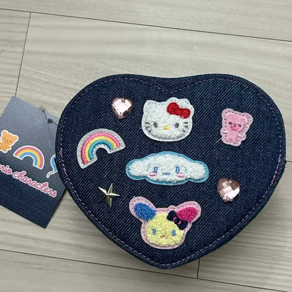 [BUNJANG] Sanrio Patch Denim Pouch / 산리오 패치 데님 파우치