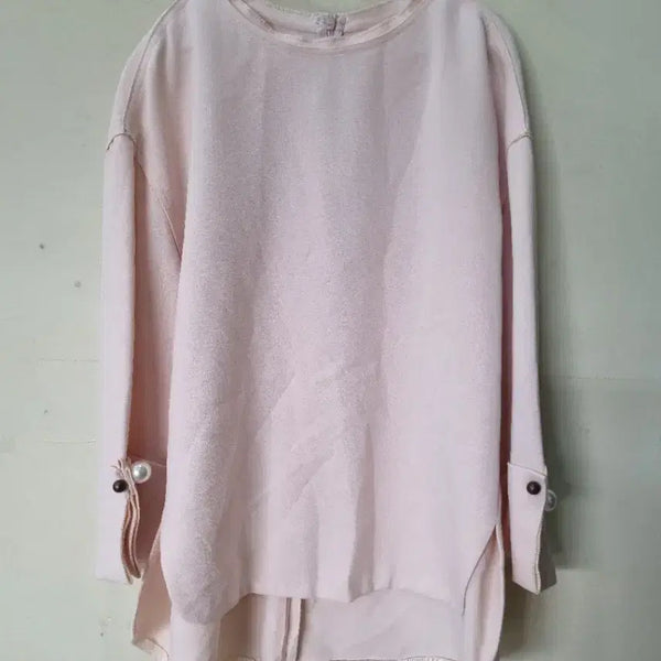 [BUNJANG] Browns Pearl Button Blouse Pink / 브라운스 55-66기본 셔츠 핑크색 진주 단추