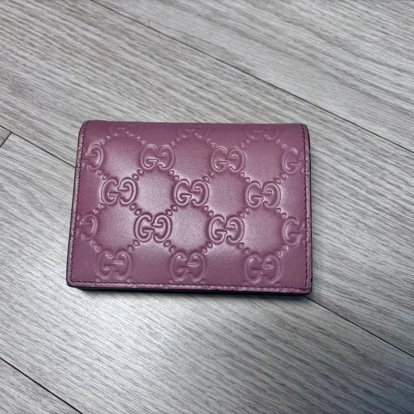 [BUNJANG] Gucci Signature Pattern Bi-fold Wallet Pink / 구찌 반지갑 핑크