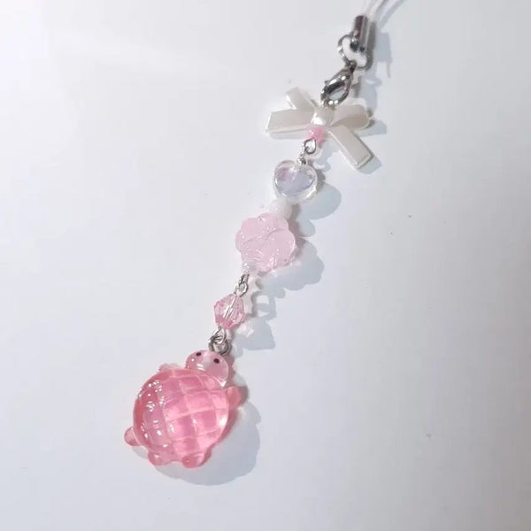 [BUNJANG] Pink Turtle Beaded Keychain / 행운 핑크 거북이 비즈키링