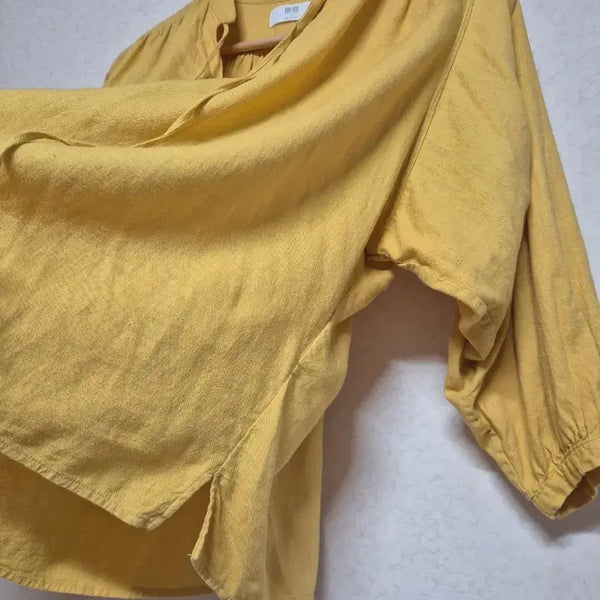 [BUNJANG] Linen Blend 7/10 Sleeve Blouse / 린넨혼방 소매풍성한 7부소매 블라우스