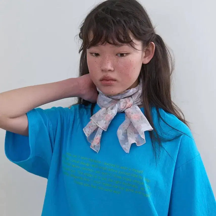 [BUNJANG] No Content Floral Scarf Lilac / 오늘만 / (1회착용) 노컨텐츠 플로럴 스카프 _ 라일락