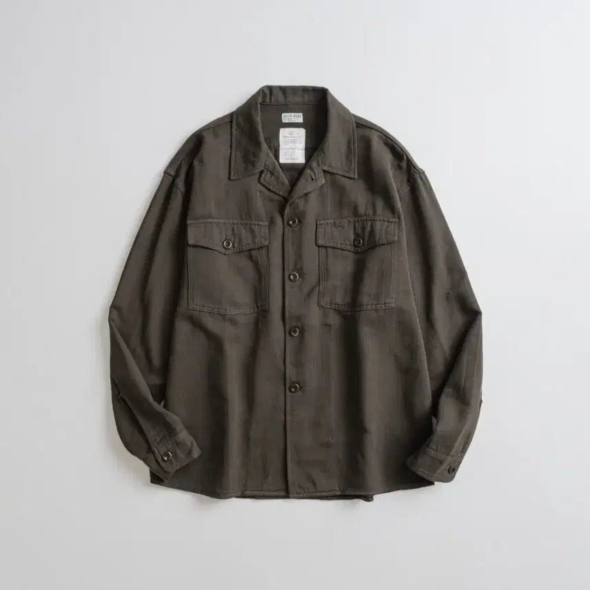 [BUNJANG] Beheavyer 25FW Dyed Fatigue Long Sleeve Shirt Dark Brown / (2)비헤비어 25FW 다이드 퍼티그 롱슬리브 셔츠 다크 브라운
