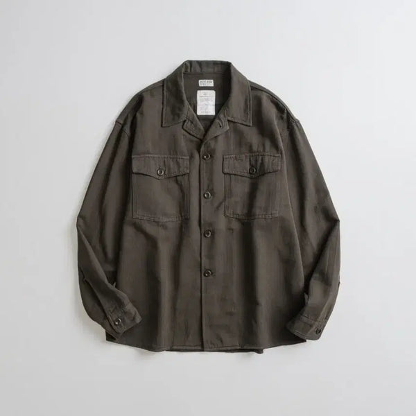 [BUNJANG] Beheavyer 25FW Dyed Fatigue Long Sleeve Shirt Dark Brown / (2)비헤비어 25FW 다이드 퍼티그 롱슬리브 셔츠 다크 브라운