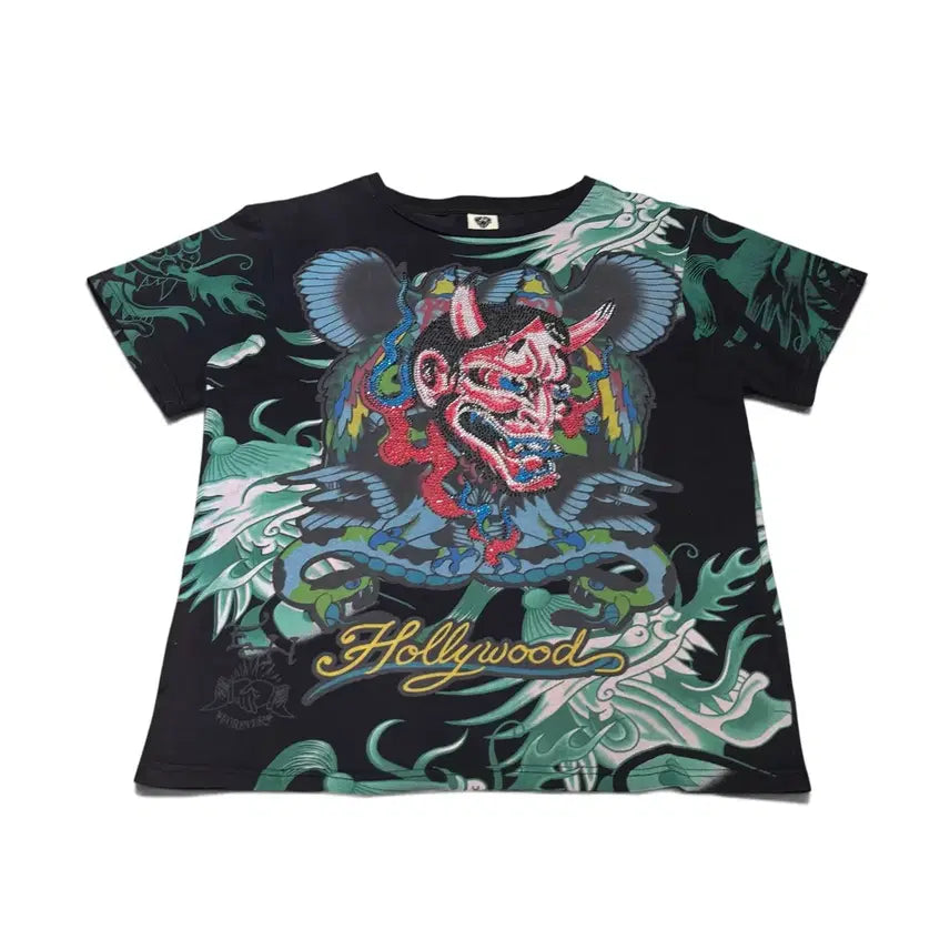 [BUNJANG] Ed Hardy Black Cubic Irezumi Hannya Short Sleeve T-Shirt XL / XL ED HARDY 에드하디 블랙 큐빅 이레즈미 한야 반팔티
