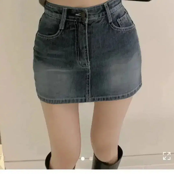 [BUNJANG] Hinique NewJeans Mini Skirt (Dark Wash Denim) / 에이블리 히니크 155 뉴젠 데님 청치마바지 미니스커트