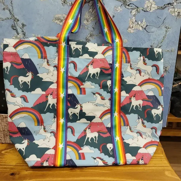 [BUNJANG] Unicorn Rainbow Tote Bag with Pouch / 유니콘 레인보우 토트백 파우치