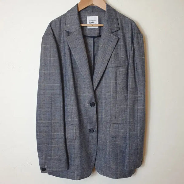 [BUNJANG] Studio Tomboy Glen Check Oversized Blazer Jacket / 스튜디오 톰보이 글렌체크 오버핏 블레이저 자켓