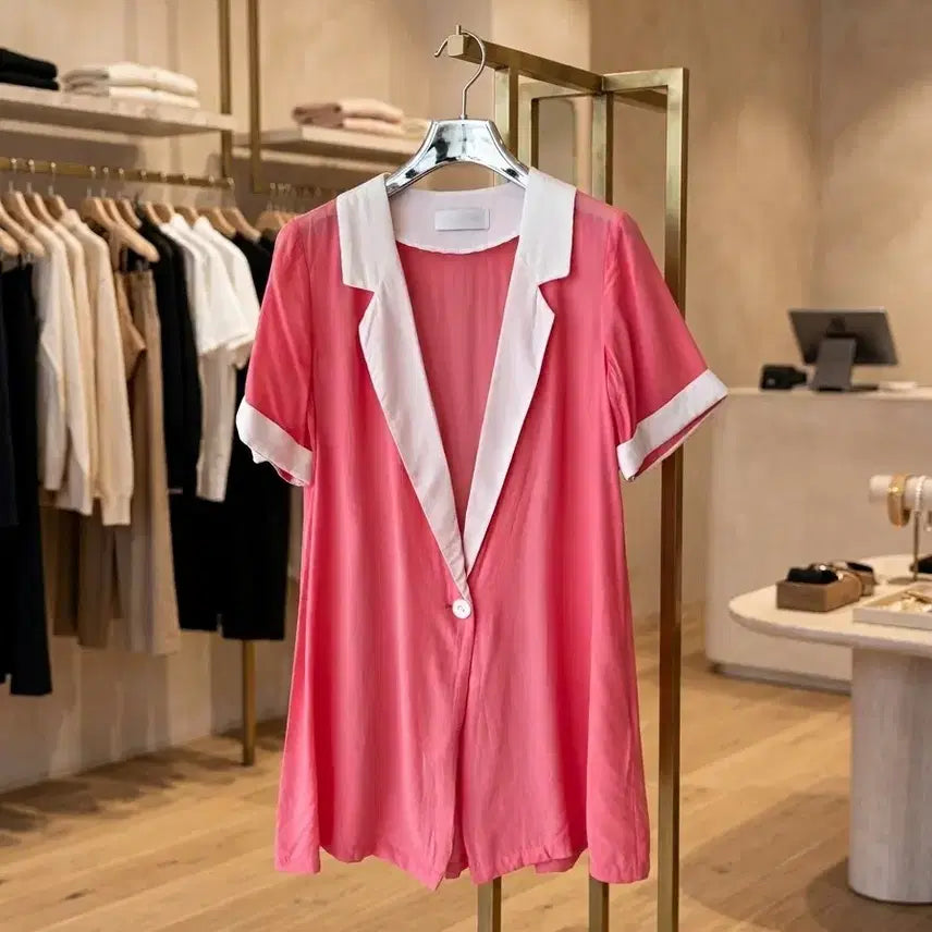 [BUNJANG] Women's Short Sleeve Jacket (Pink, Size 66) / 66/핑크 인견 반팔자켓