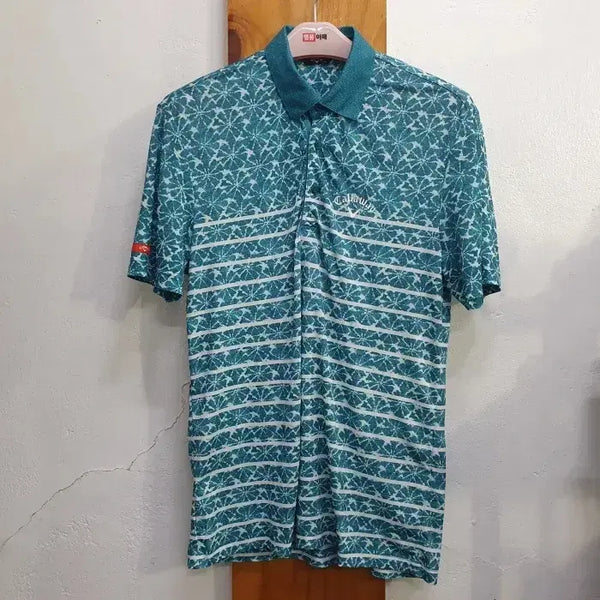 [BUNJANG] Callaway Geometric Stripe Performance Short Sleeve Golf Polo Shirt - Size 95 / [캘러웨이] 한섬 기하학 스트라이프 기능성 반팔 골프티 95