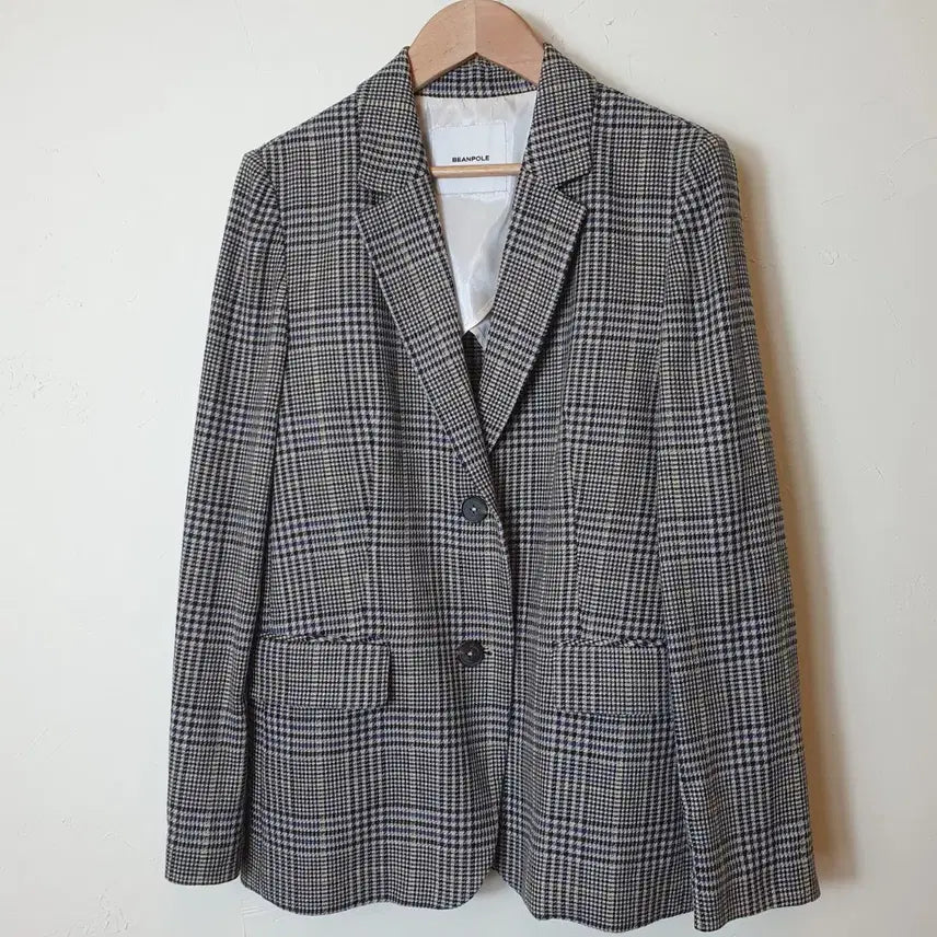[BUNJANG] Beanpole Cotton Linen Blend Check Jacket / 빈폴 면 마 혼방 체크 자켓