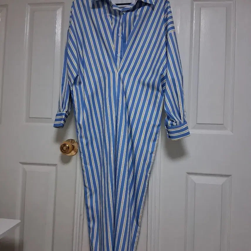 [BUNJANG] Stripe Shirt Dress Blue / 스트라이프 셔츠 원피스 블루