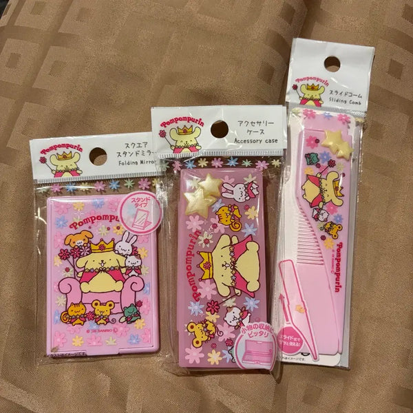 [BUNJANG] Photobaby Pompompurin Folding Mirror, Accessory Case, and Comb Set / 포토베이비 폼폼푸린 접이식 거울/액세서리 케이스/빗 세트