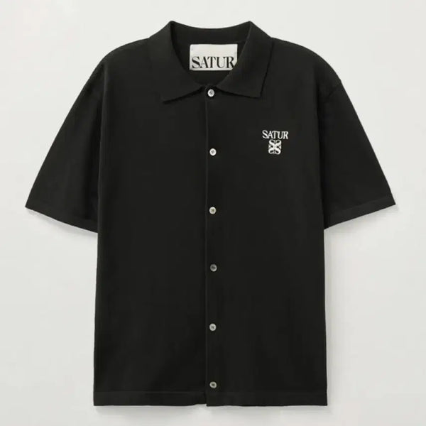[BUNJANG] SETTER Lightweight Collar Half Sleeve Cardigan Black 2XL / (2XL)세터 라이트 웨이트 칼라 가디건 반팔 블랙