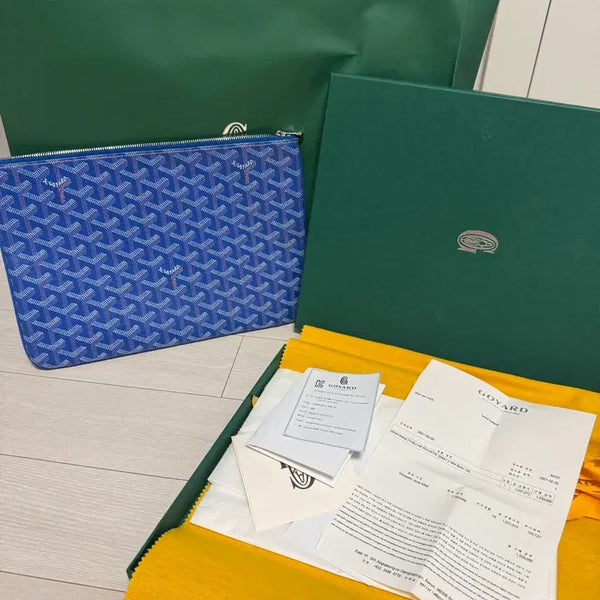 [BUNJANG] Goyard Clutch MM Blue Leather Clutch Bag / 고야드 클러치 블루 mm사이즈(갤러리아 구매)