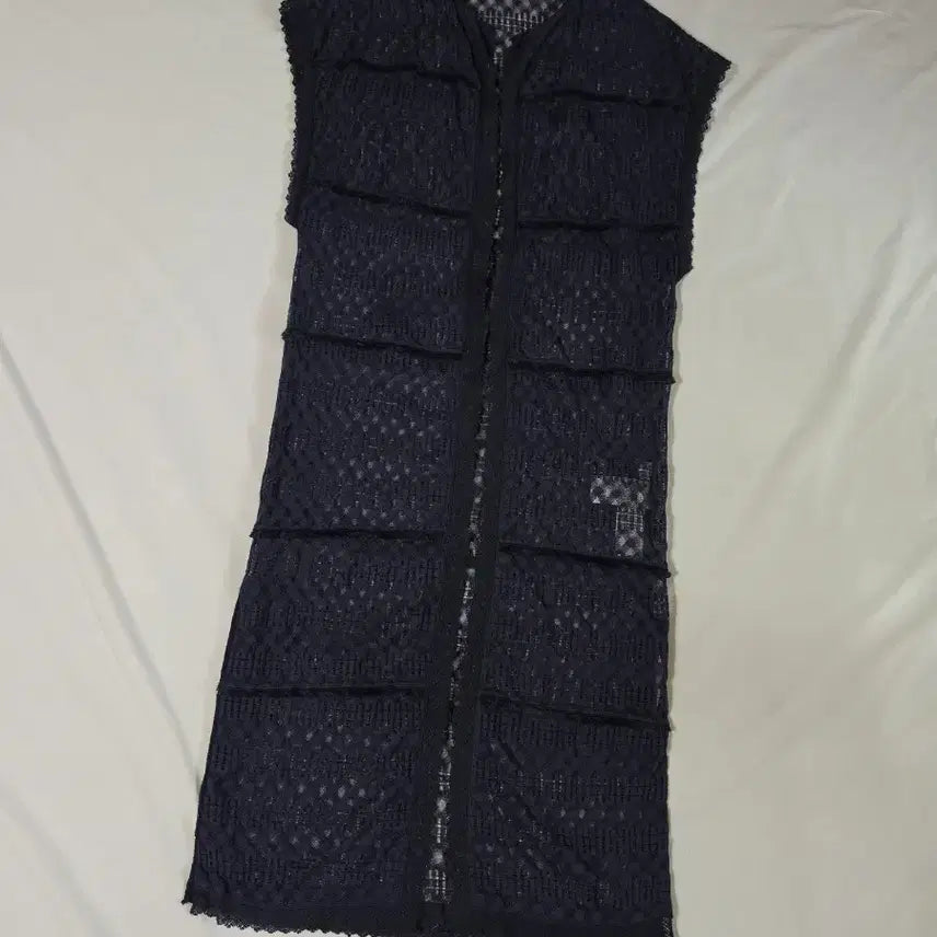 [BUNJANG] OBZEE Sheer Lace Knit Vest Cardigan / [F] OBZEE 오브제 나시 롱 펀칭 시스루  레이스 조끼 가디건