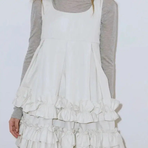 [BUNJANG] Sinoo Frill Sleeveless Dress - Cream / (주말세일!! 시눈)  프릴 슬리브리스 원피스 - 크림컬러
