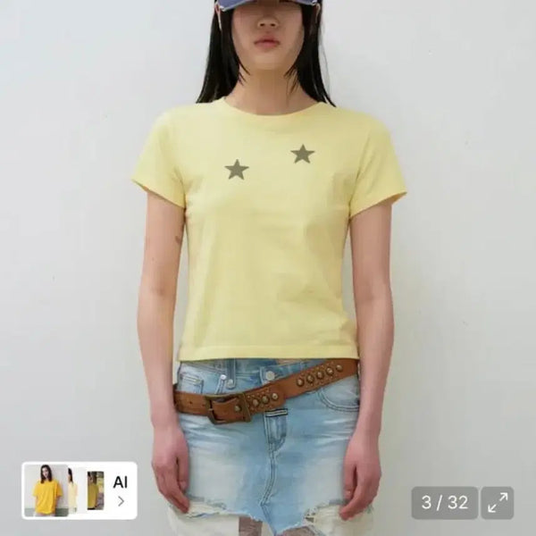 [BUNJANG] The Vinyl House Starry Yellow Crop Top / 더바이닐하우스 스타티 옐로우 크롭