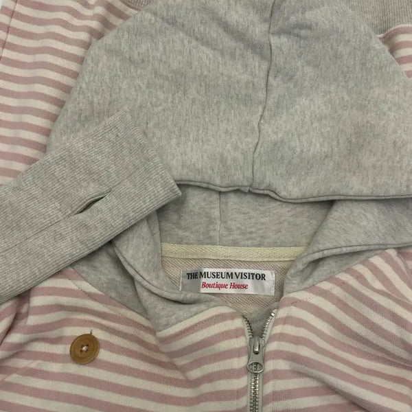 [BUNJANG] The Museum Visitor Pink Hoodie Zip-up / 반택포)더 뮤지엄 비지터 핑크 후드집업
